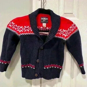 Oshkosh Boys size 5T Holiday Sweater red white and blue